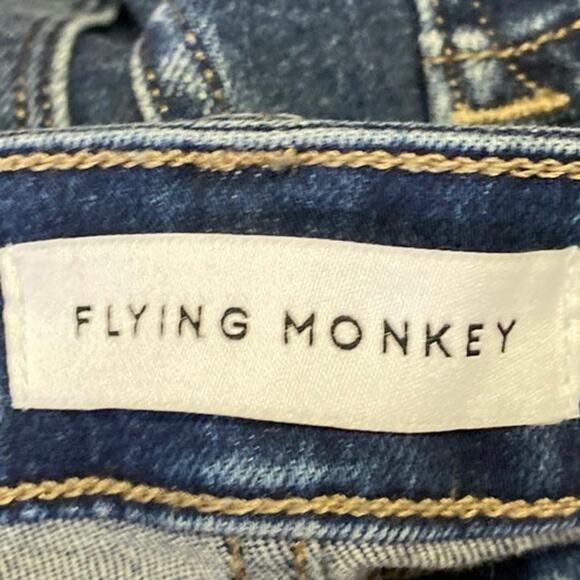 Flying Monkey Blue Mid Rise Distressed Straight Bootcut Denim Jeans Pants Sz 27 - Picture 4 of 5